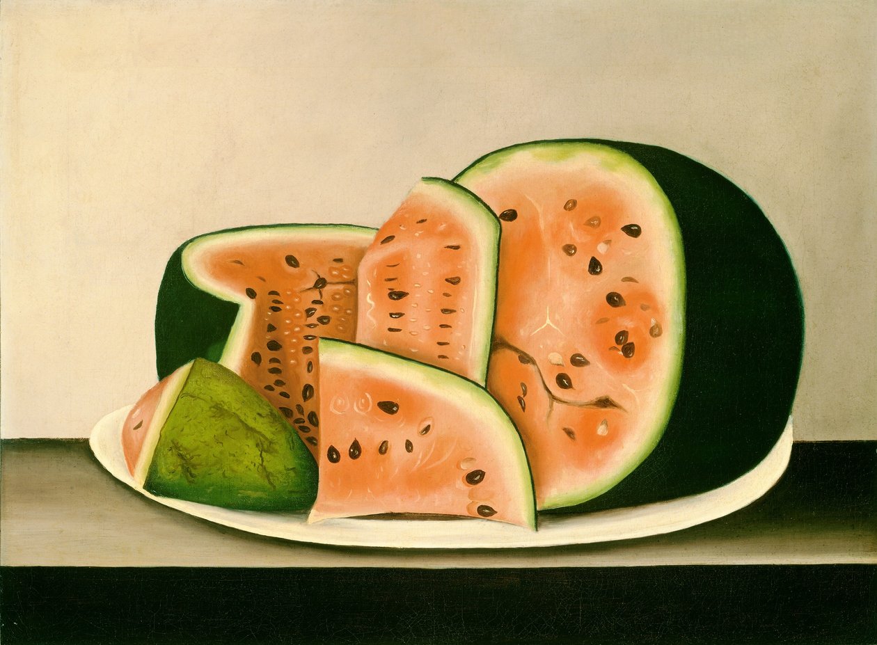 Vattenmelon på en tallrik av American 19th Century
