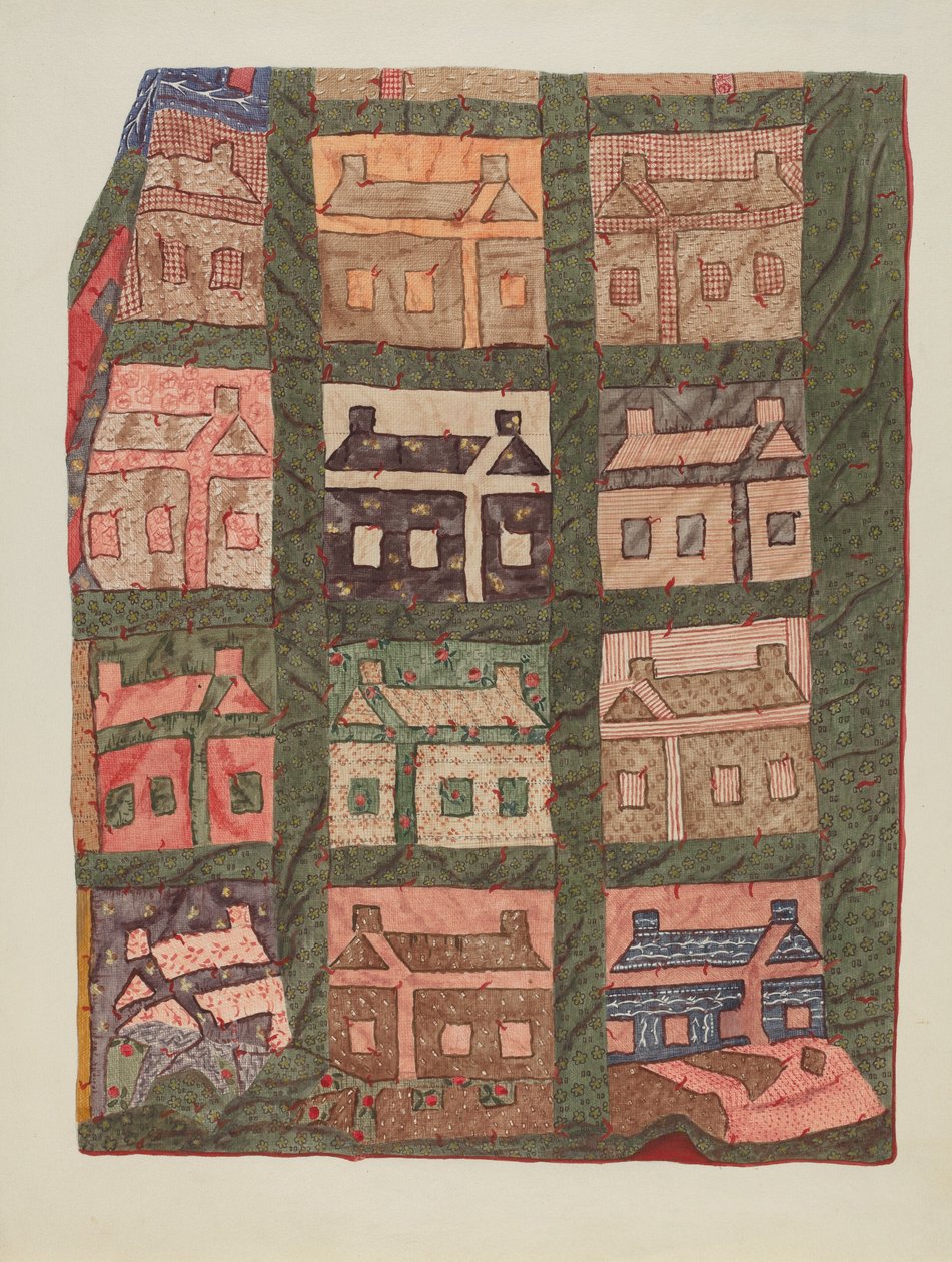Log Cabin Patchwork Quilt av American 20th Century