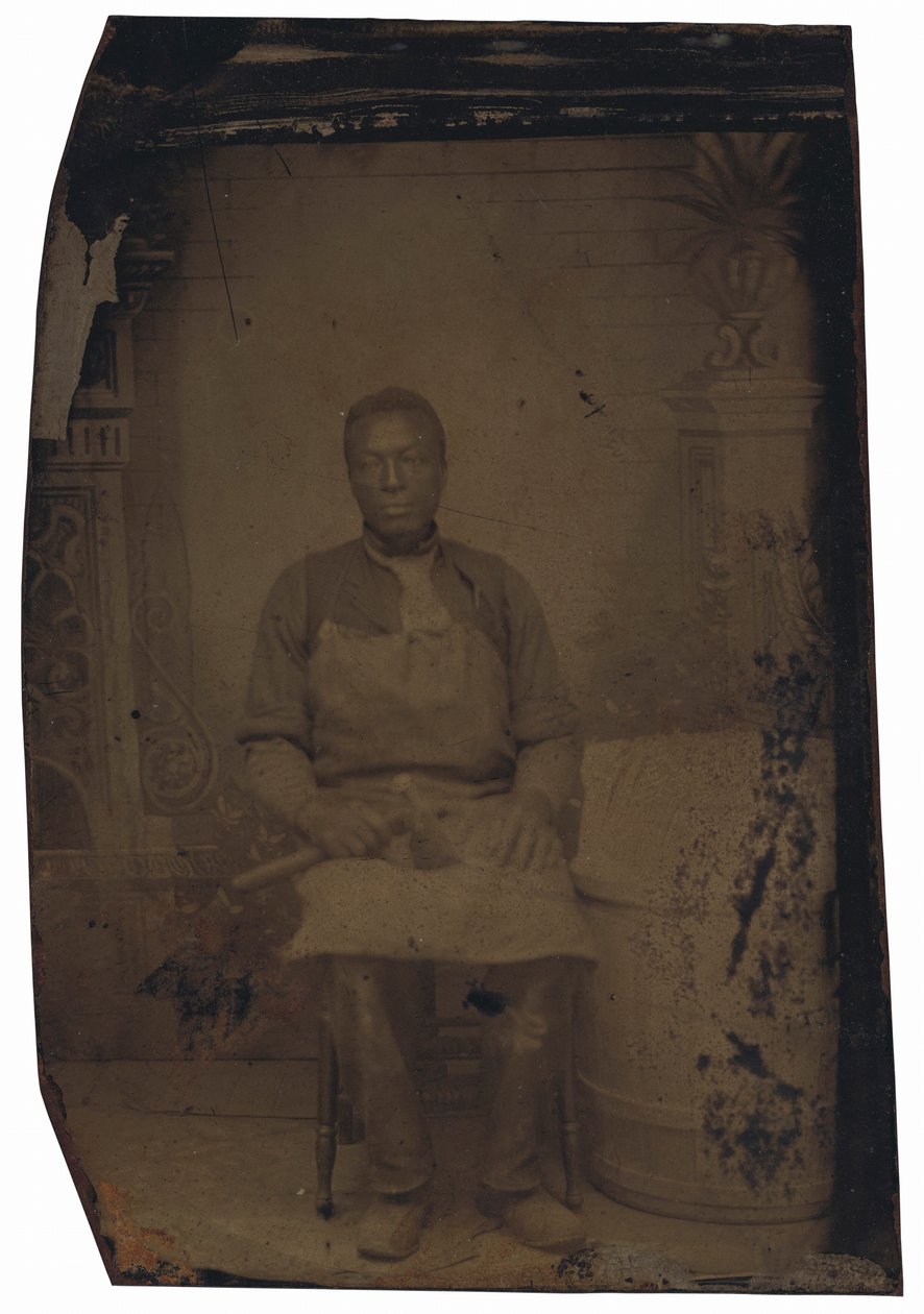 Porträtt av en tunnbindare,ca. 1890-talet (foto) av American Photographer