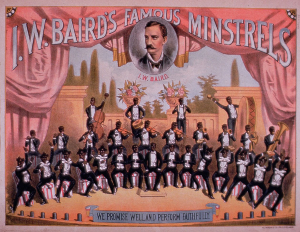 Annons för I.W. Bairns Famous Minstrels av American School