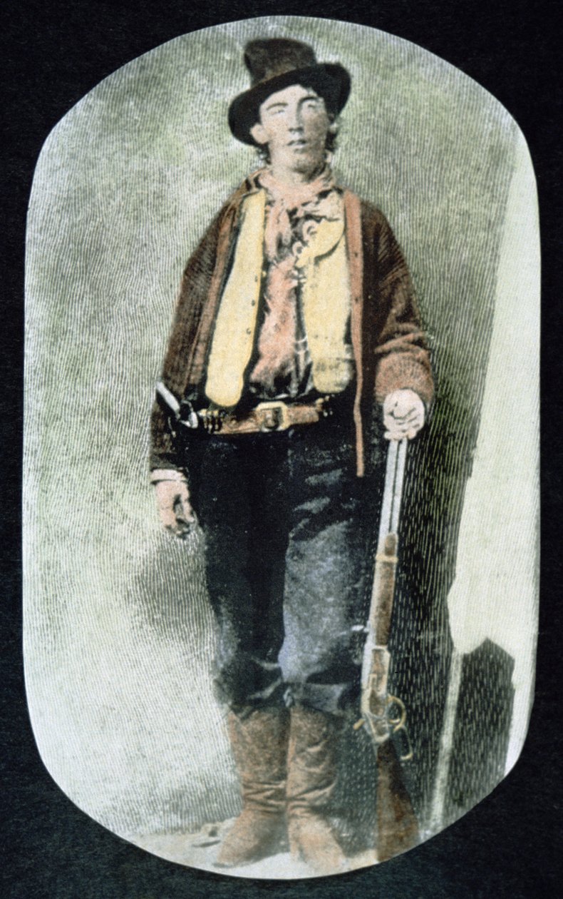 Billy the Kid (färgad gravyr) av American School