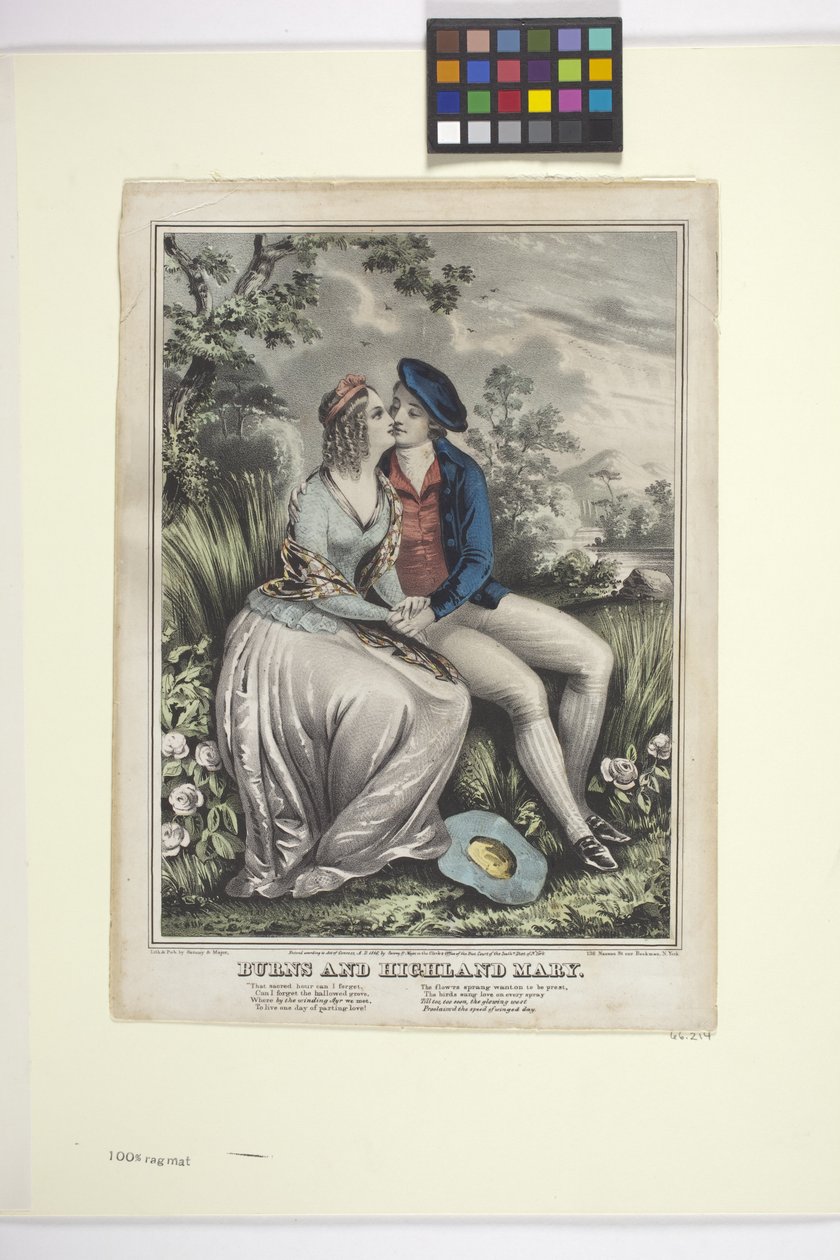 Burns And Highland Mary (手描きのリトグラフ)スウェーデン語 av American School