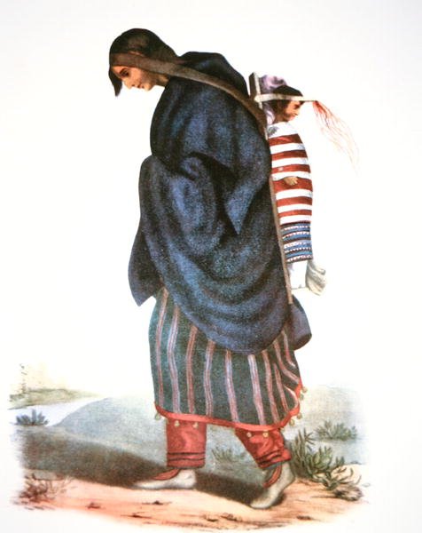 Chippewa Mother and Baby, c.1821 (färg litho) av American School