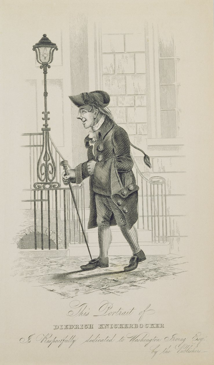 Diedrich Knickerbocker, tillägnad Washington Irving (1783-1859) av American School
