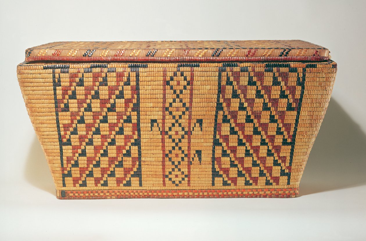 Eastern Woodlands geometrisk korg (vävd fiber) av American School