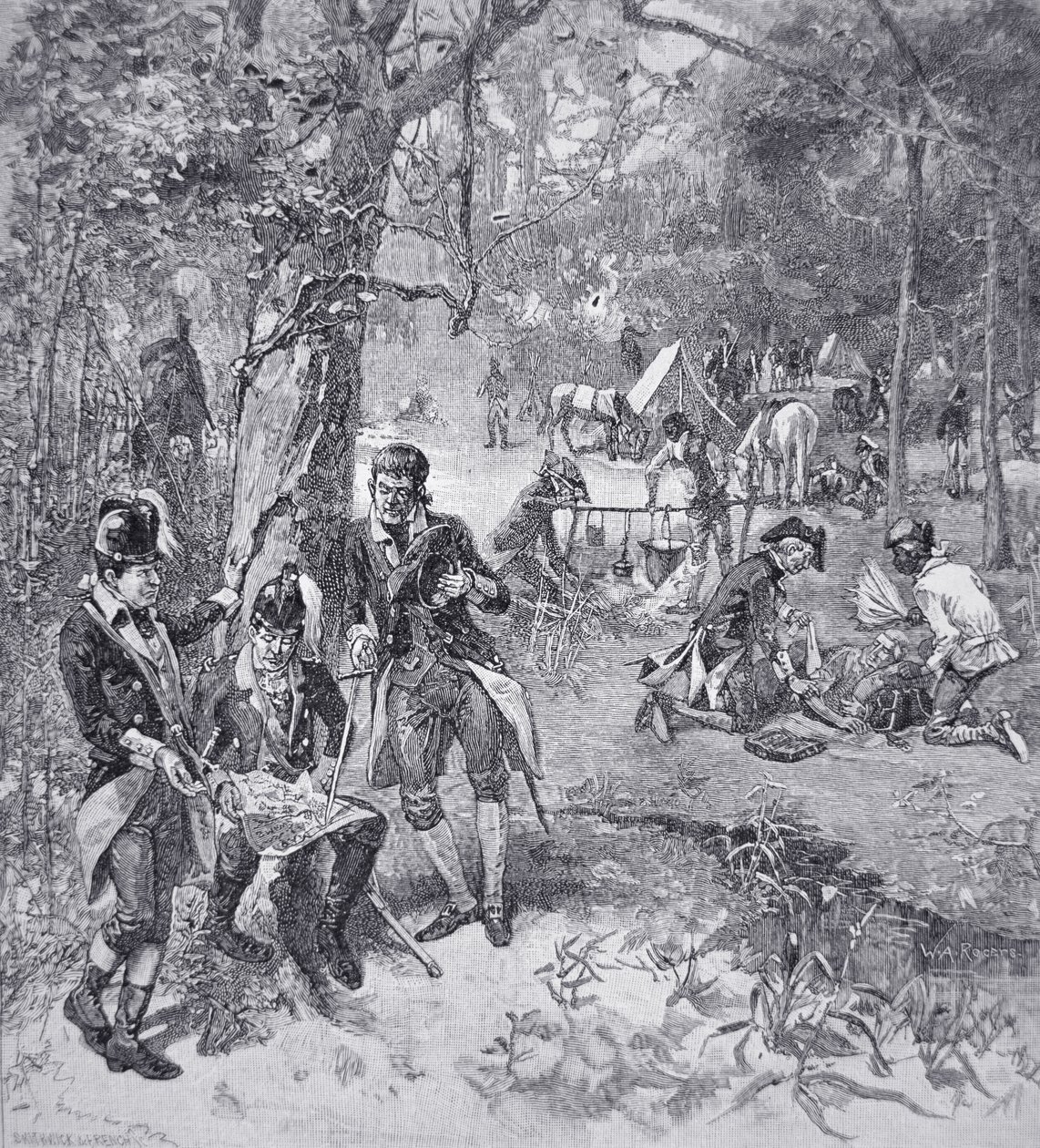 General Francis Marion i lägret (litho) av American School