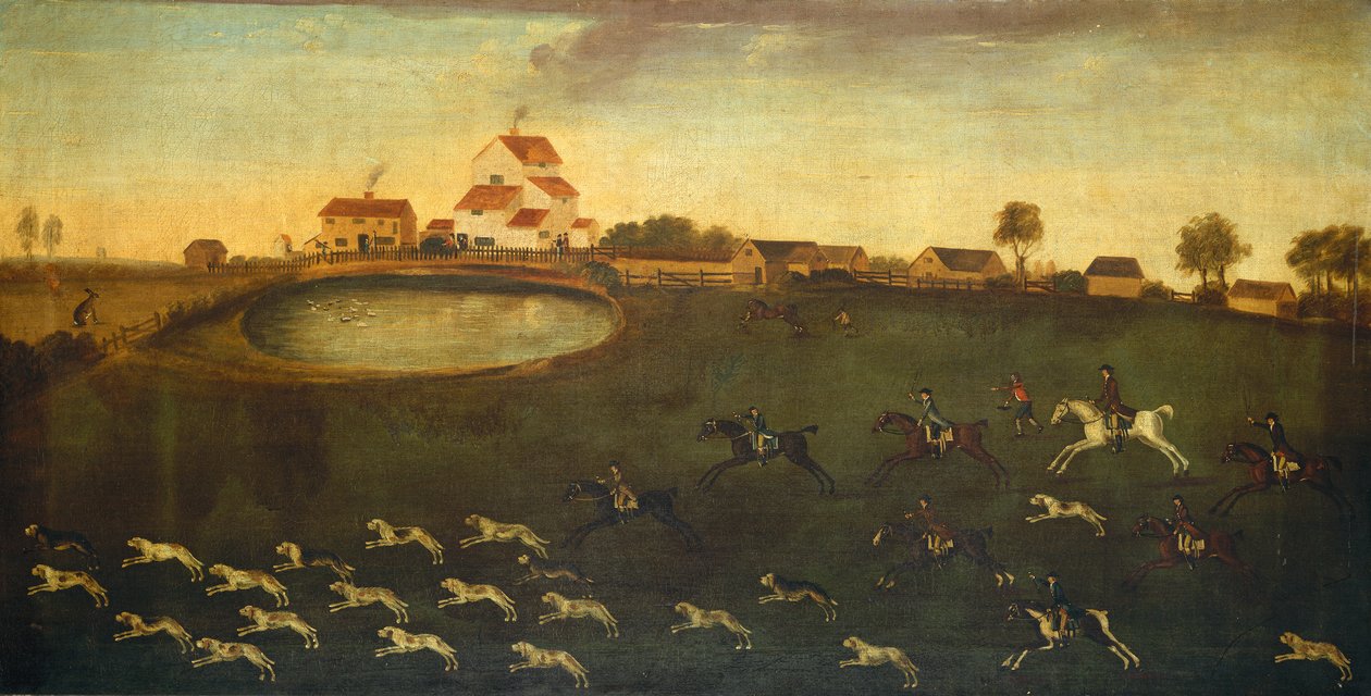 Jaktscen med damm, 1700-tal av American School