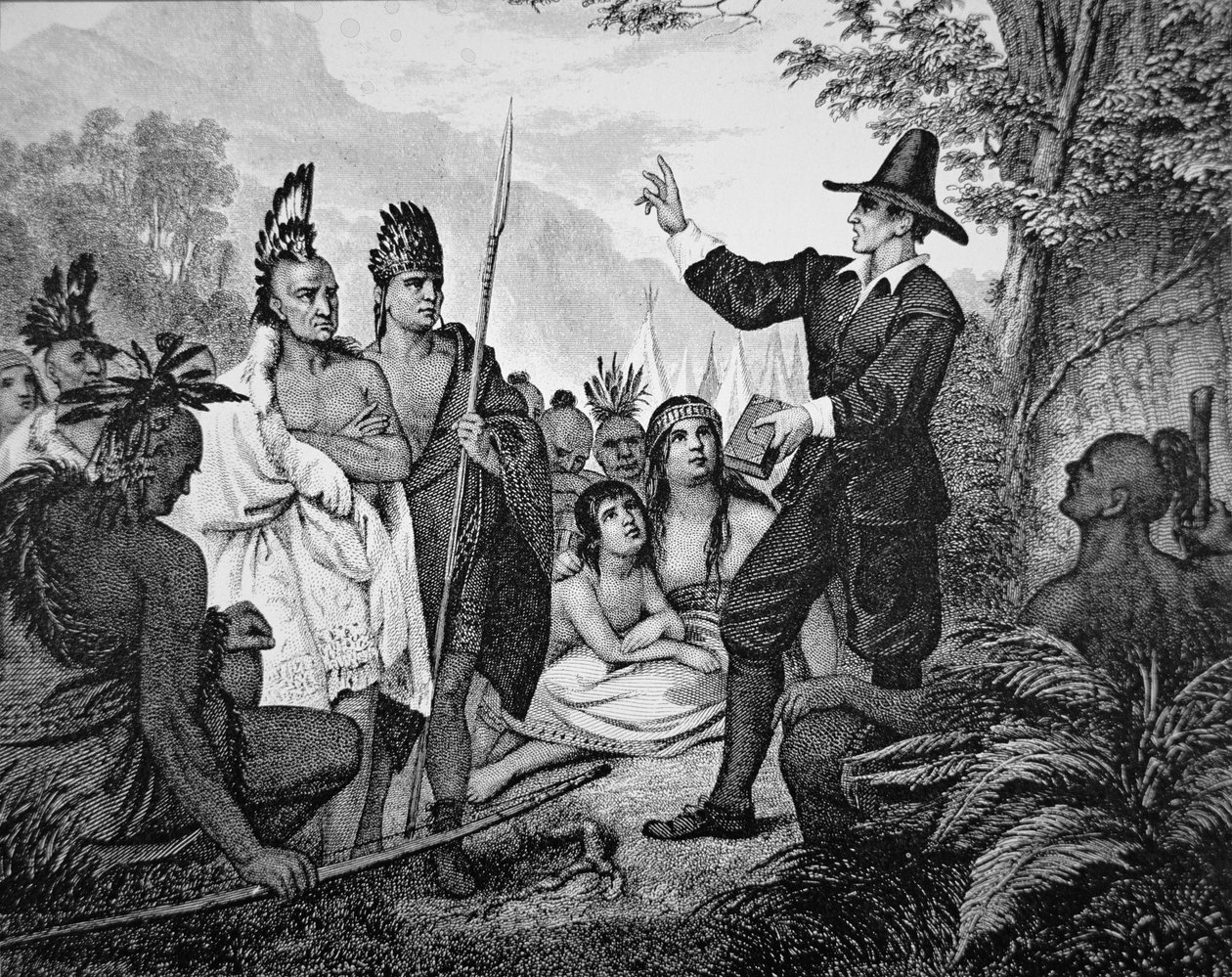 John Eliot (1604-90) (lito) av American School