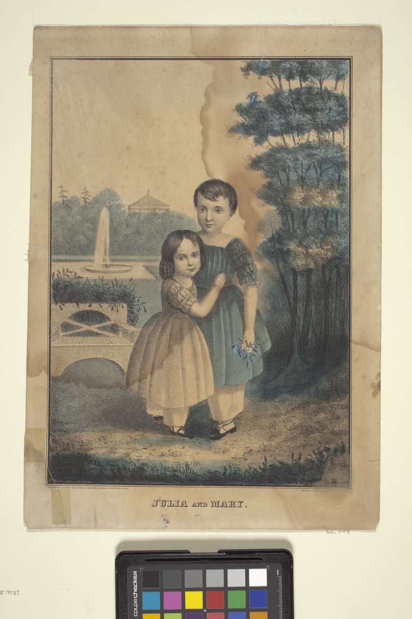Julia And Mary (handfärgad litografi) av American School