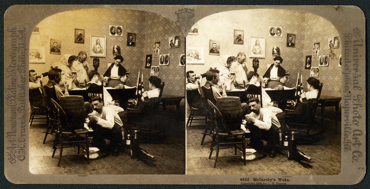 McCarthys Wake (del 1), 1899 (stereograf) av American School