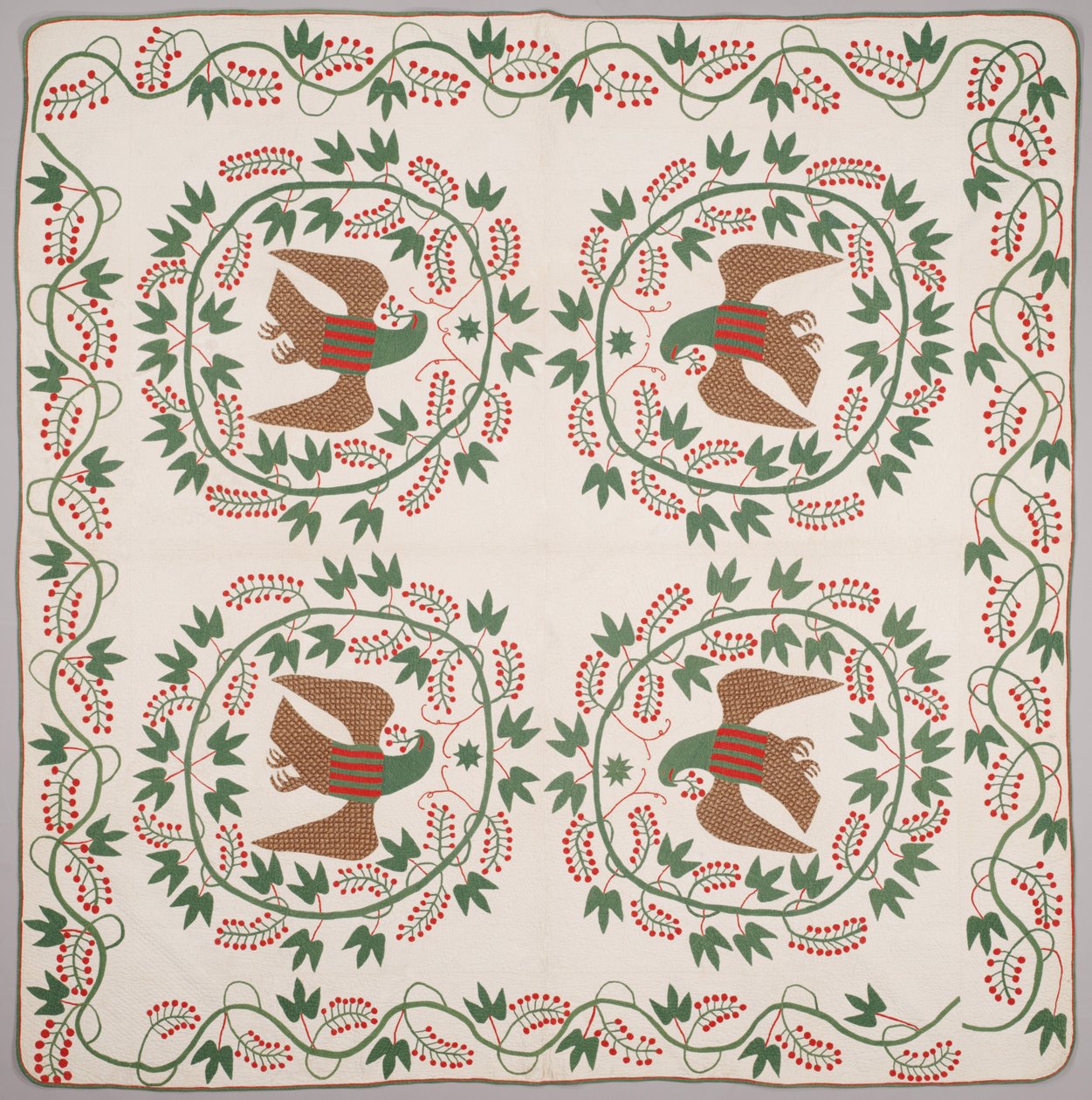 Quilt, ca 1840-50 (applicerad bomull) av American School