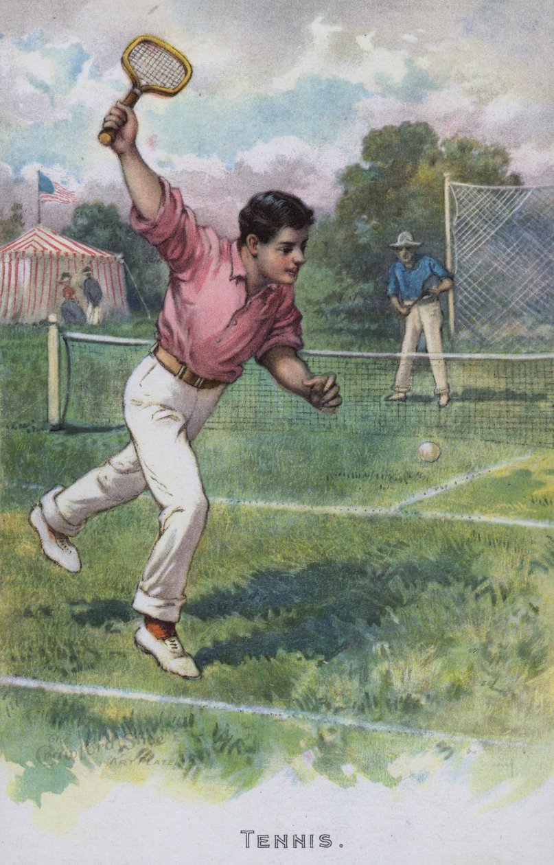 Tennis (färglitografi) av American School
