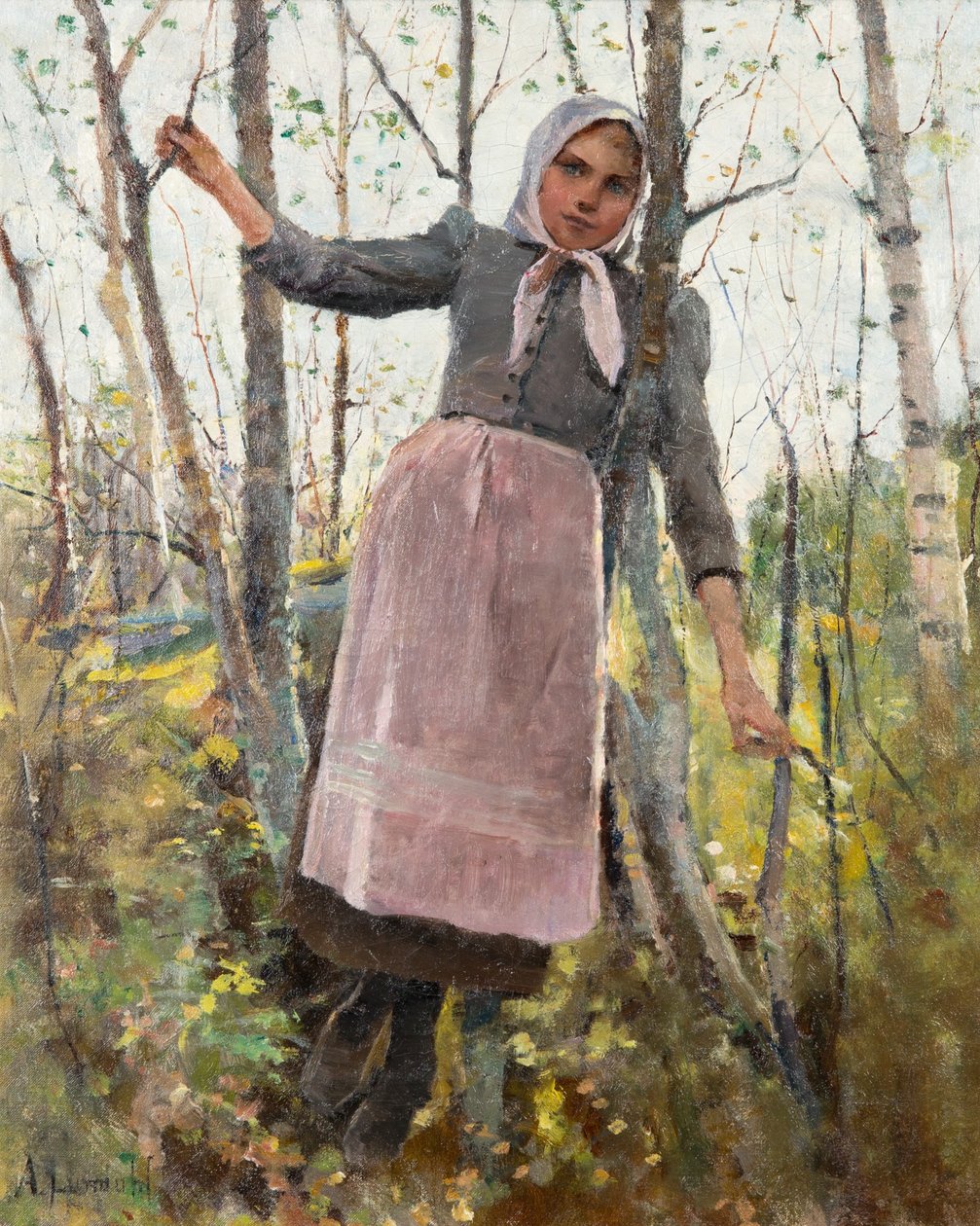 Vår; flicka i en björkskog av Amélie Lundahl