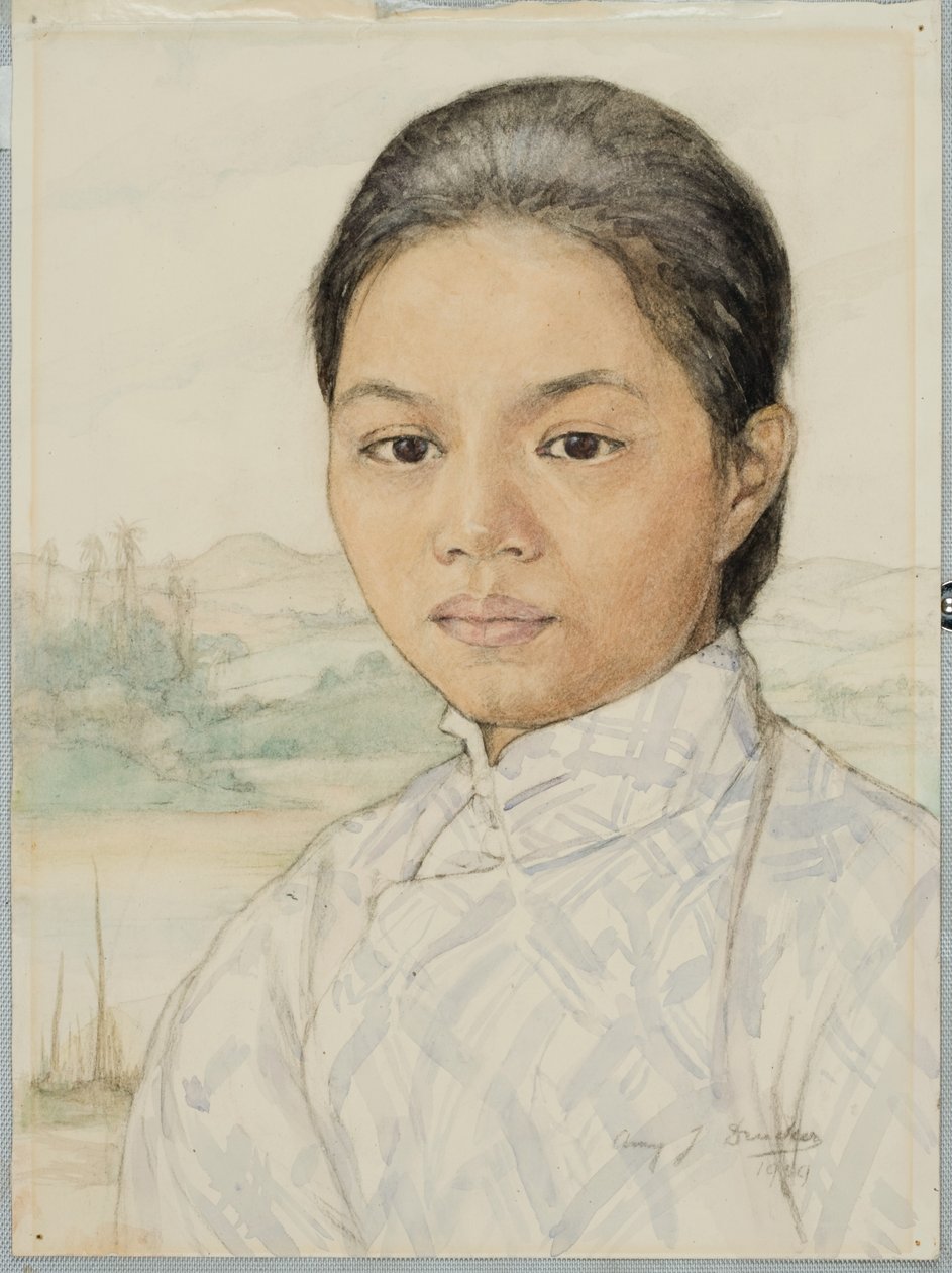 En kinesisk malaysisk kvinna (akvarell på papper) av Amy Julia Drucker