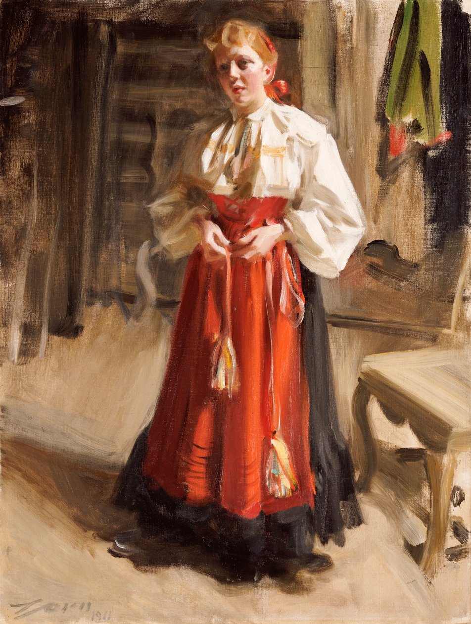 Flicka i Orsa-dräkt, 1911 av Anders Leonard Zorn