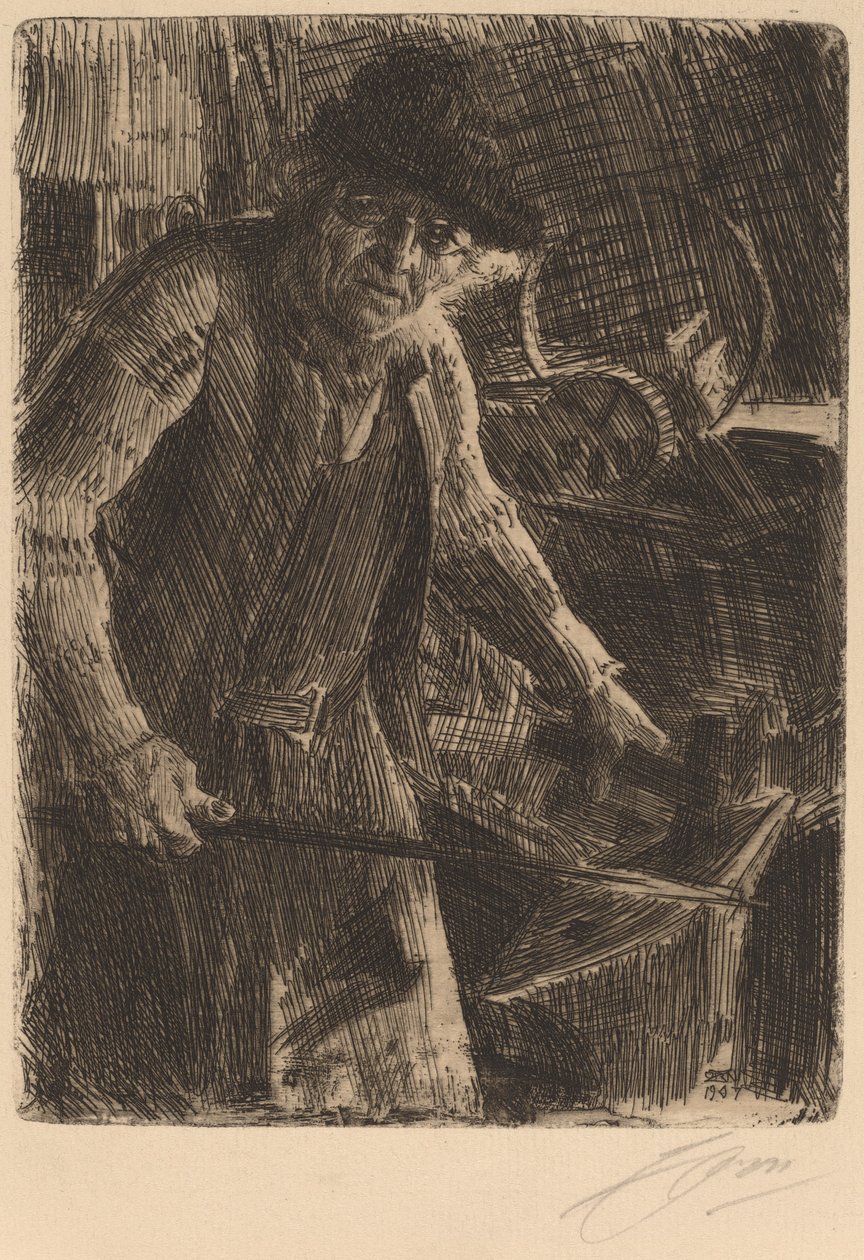 Mästaren-Smeden, 1907. av Anders Leonard Zorn