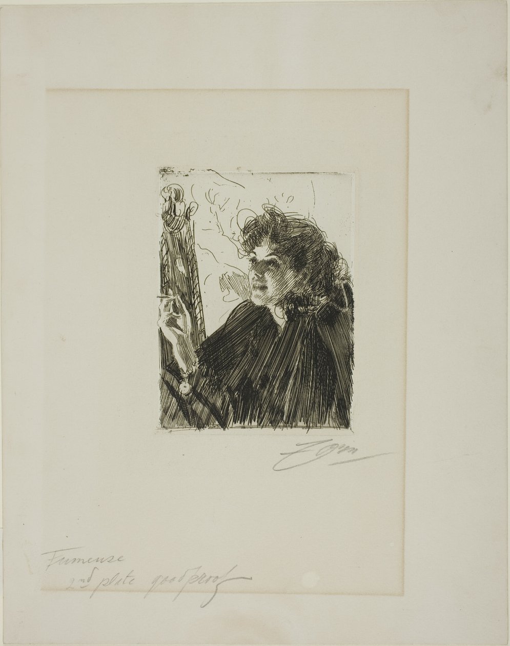 Flicka med en cigarett II av Anders Leonard Zorn