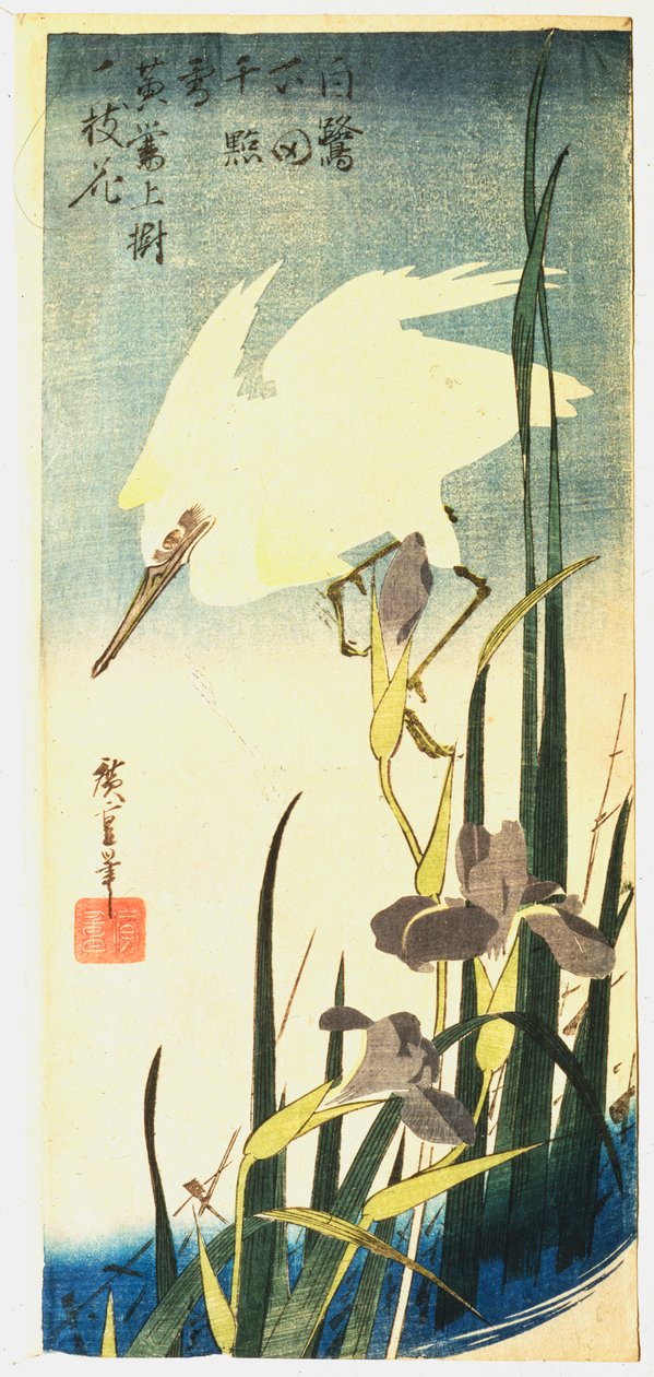 White Heron and Iris, 1833 av Ando Hiroshige