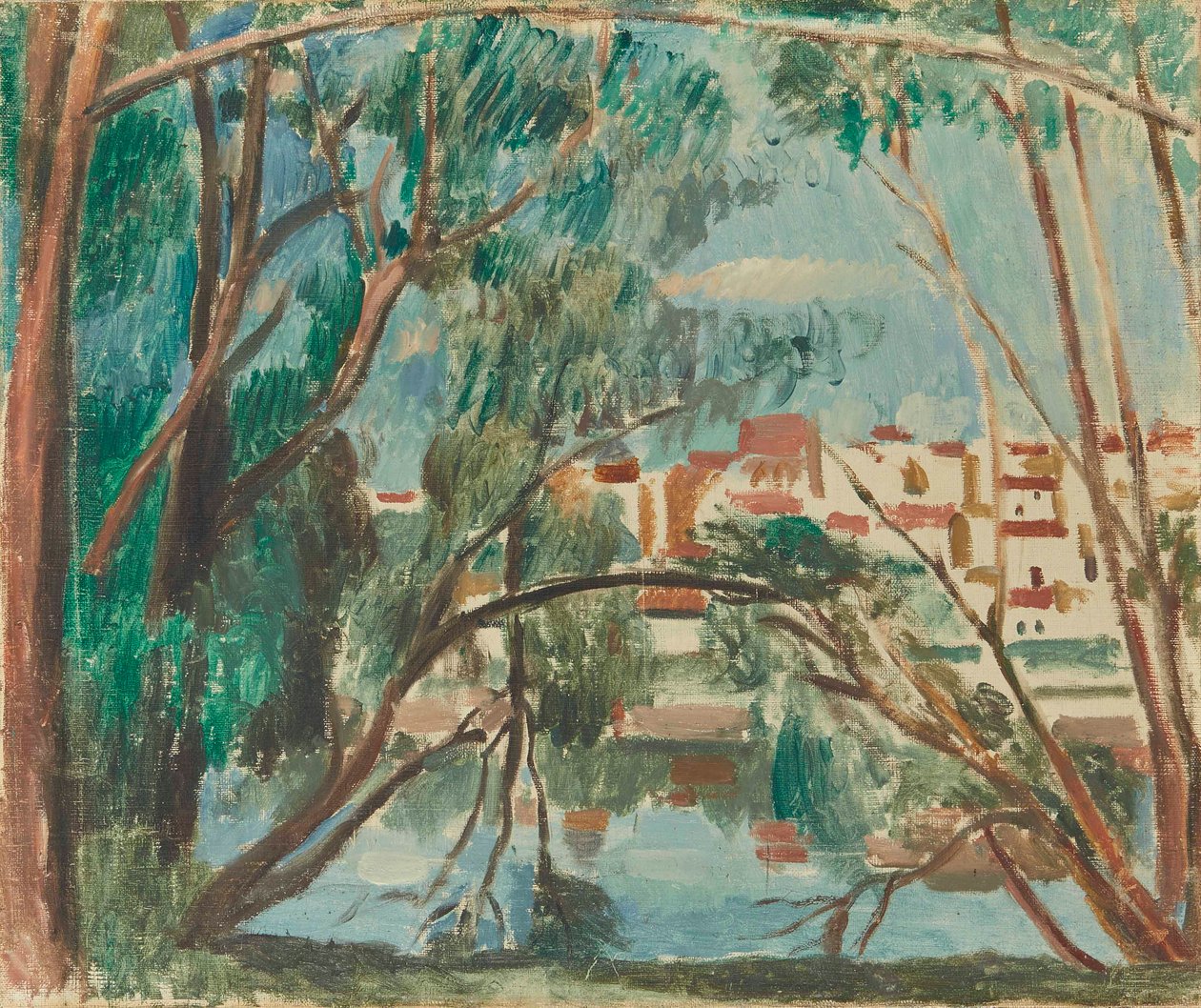 Seines stränder vid Carrières-sur-Seine av Andre Derain