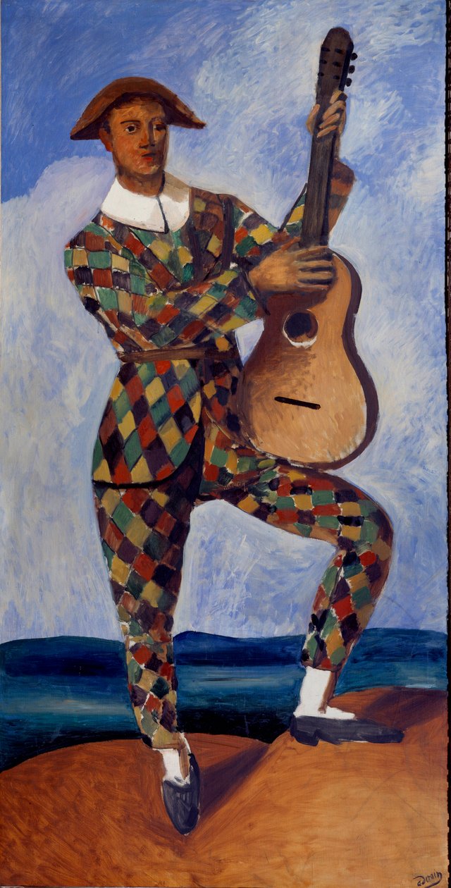 Harlekin med gitarr av Andre Derain