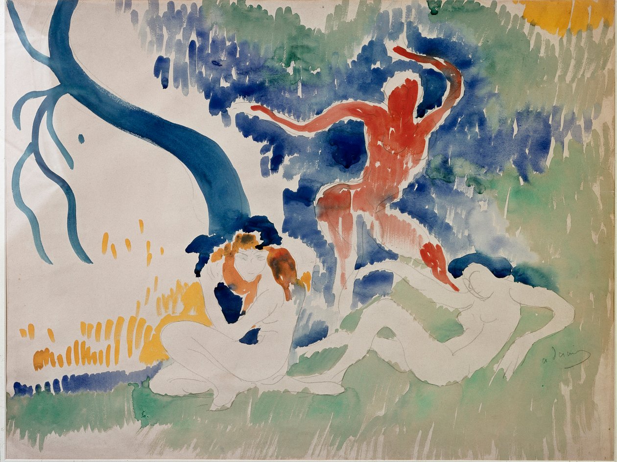 Tre dansare, 1900-talet (Akvarell) av Andre Derain