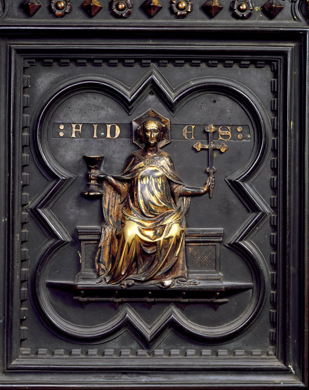 Faith, panel B i södra dörrarna till dopkapellet i San Giovanni, 1336 (brons) av Andrea Pisano