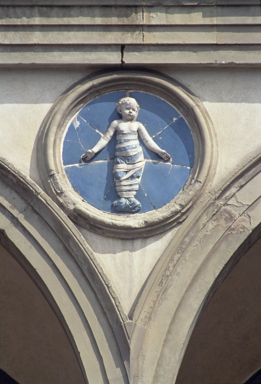 Roundel från fasaden (glaserad terrakotta) av Andrea Della Robbia