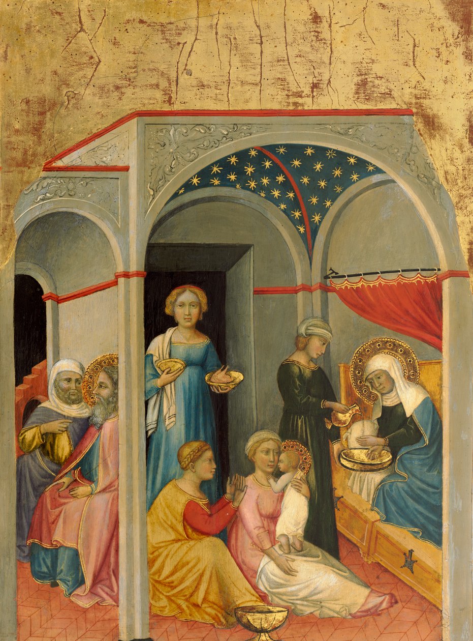 Jungfruns födelse, ca 1400-5 (tempera på poppelpanel) av Andrea di Bartolo