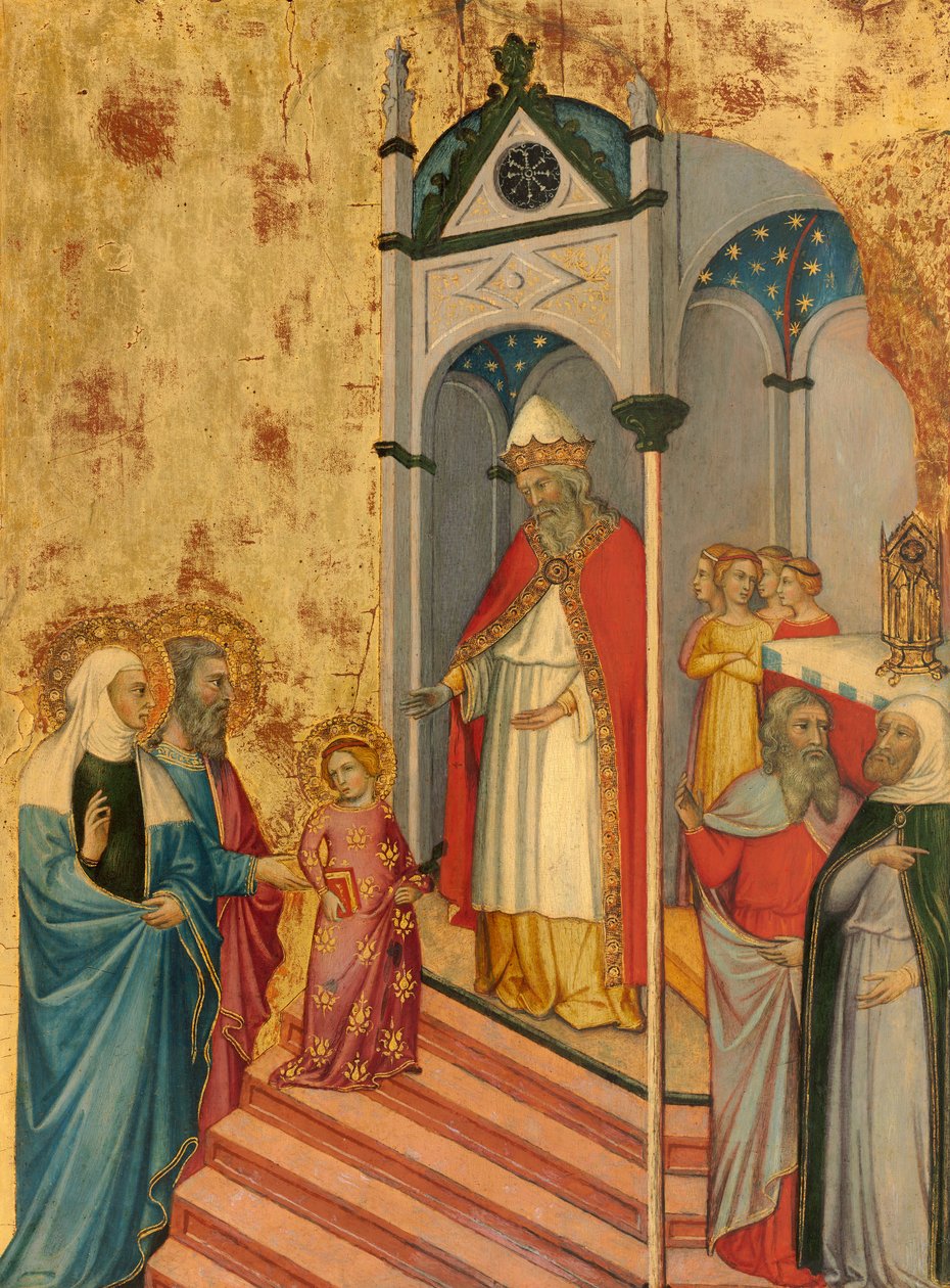 Præsentationen af jomfruen i templet, ca. 1400-5 (tempera på poppelpanel) svensk av Andrea di Bartolo