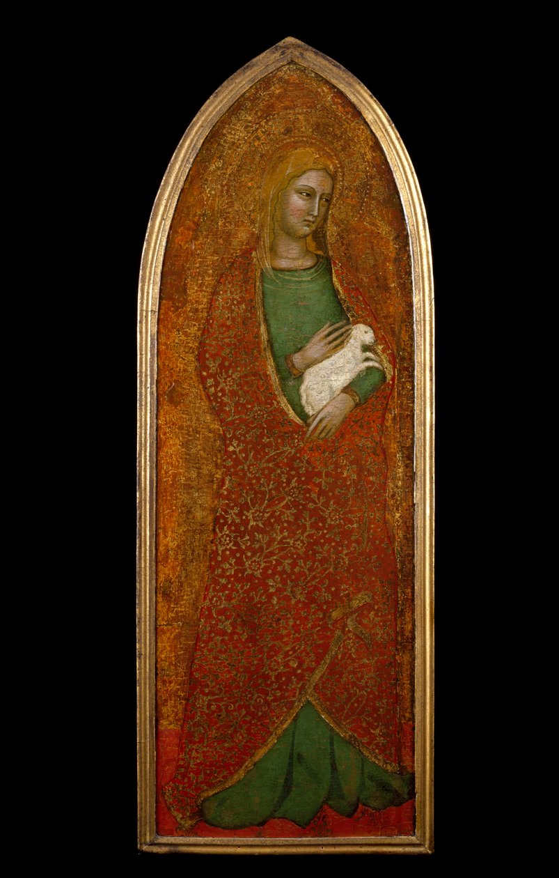 Saint Agnes, ca 1365 (tempera & bladguld på trä) av Andrea di Bonaiuto fl.1343 77 Andrea di Bonaiuto fl.1343 77