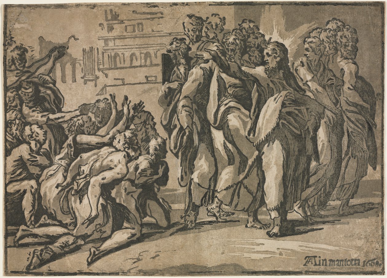 Kristus helar de spetälska av Andrea Andreani