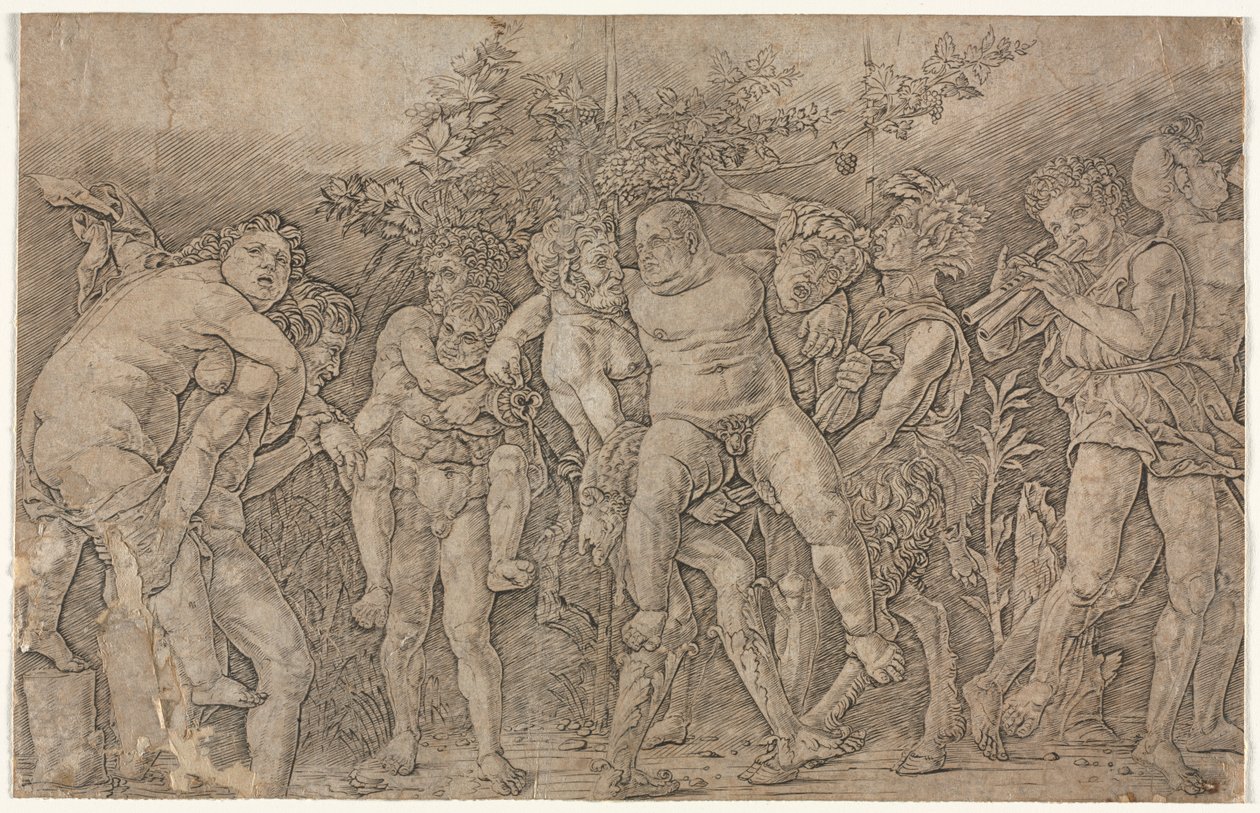 Bacchanal med Silenus. av Andrea Mantegna