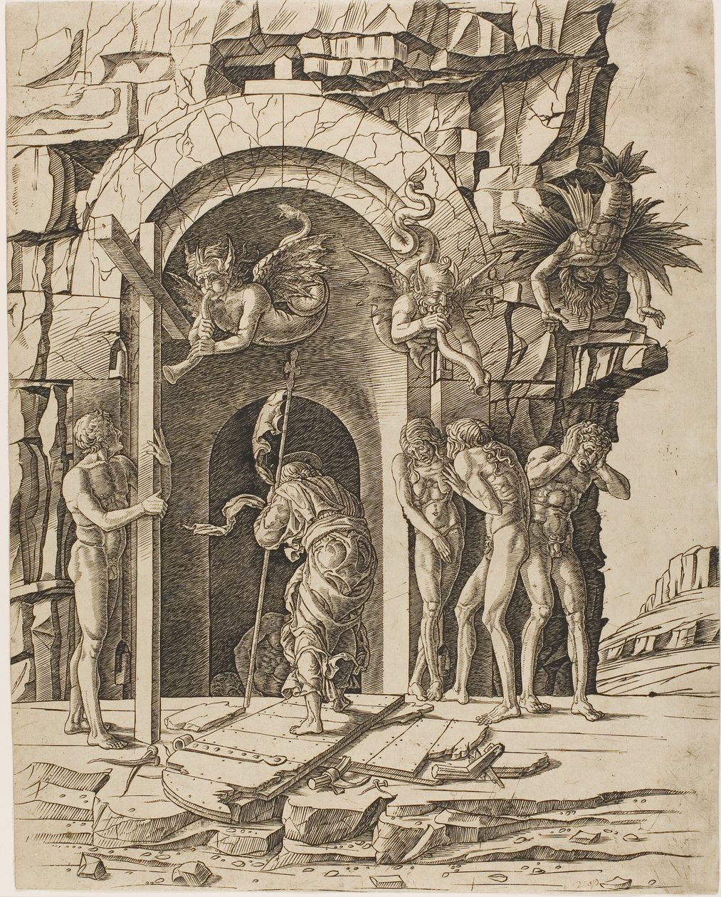 Nedstigning till Limbo av Andrea Mantegna