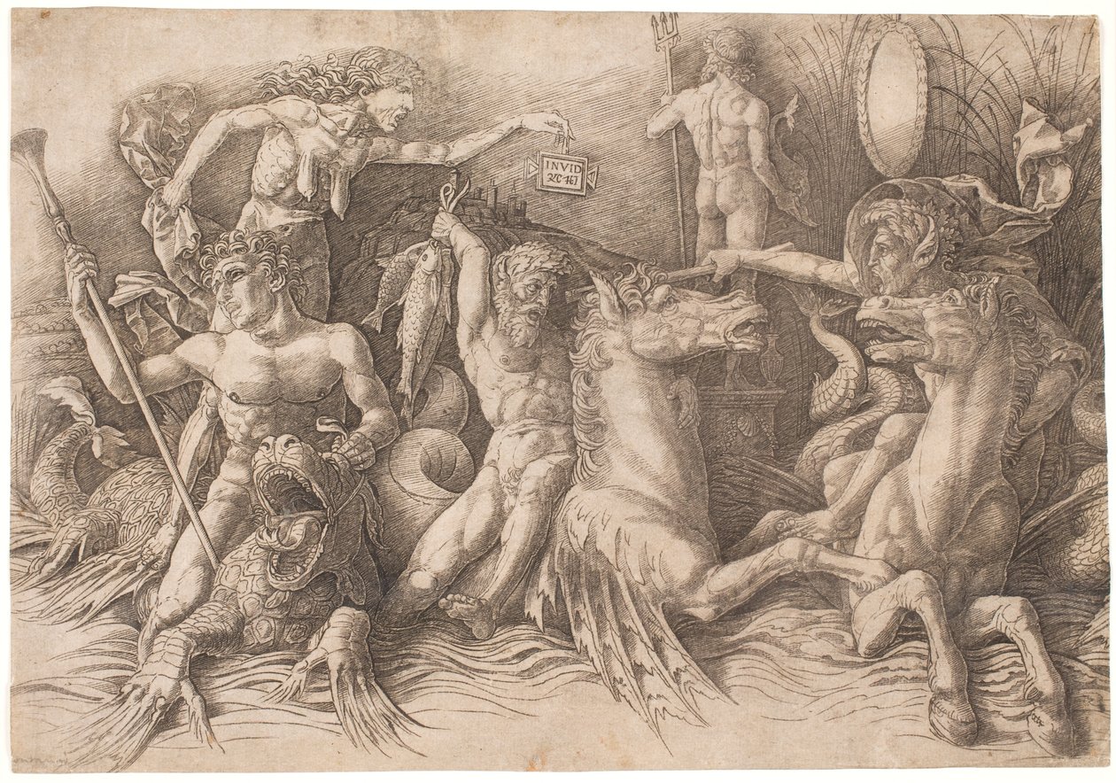 Battle of the Sea Gods, vänster halva av Andrea Mantegna