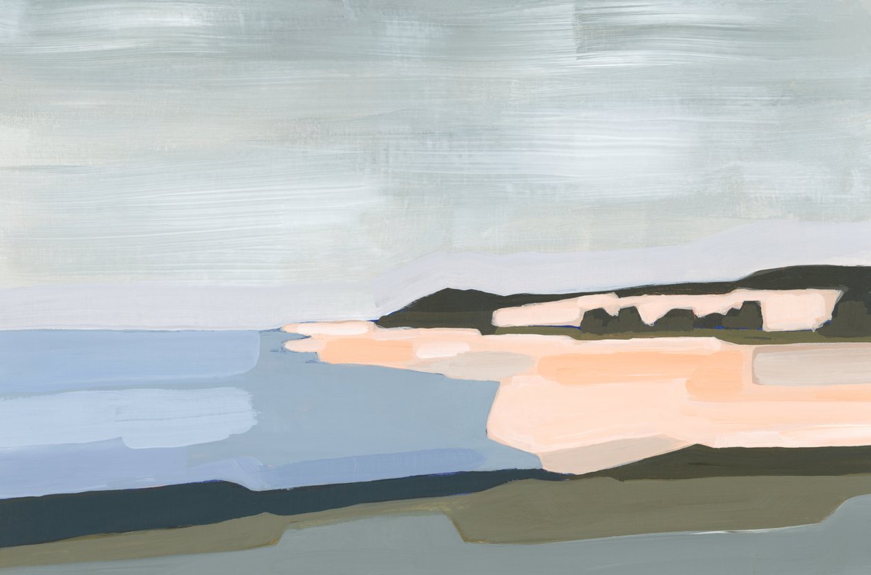 Peach Beach, 2023 (akryl på papper) av Andrea Mejia