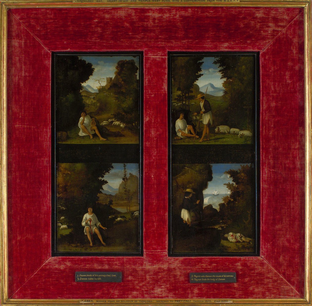 Scener från Tebaldeos Eclogues, ca. 1510 av Andrea Previtali