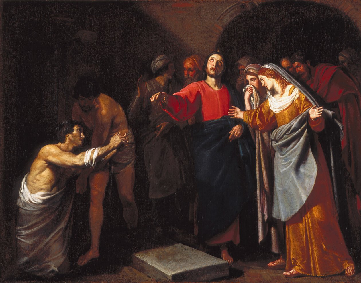 The Raising Of Lazarus (olja på duk) av Andrea Vaccaro