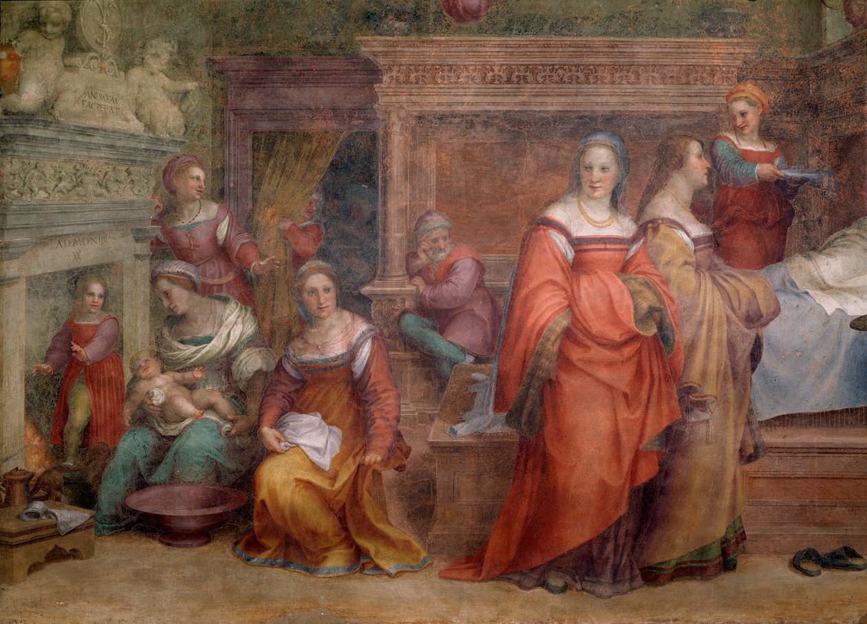 Jungfruns födelse (Detaljfresco av Andrea del Sarto
