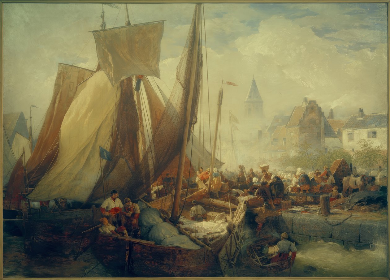 En Achenbach, fiskmarknad i Oostende av Andreas Achenbach