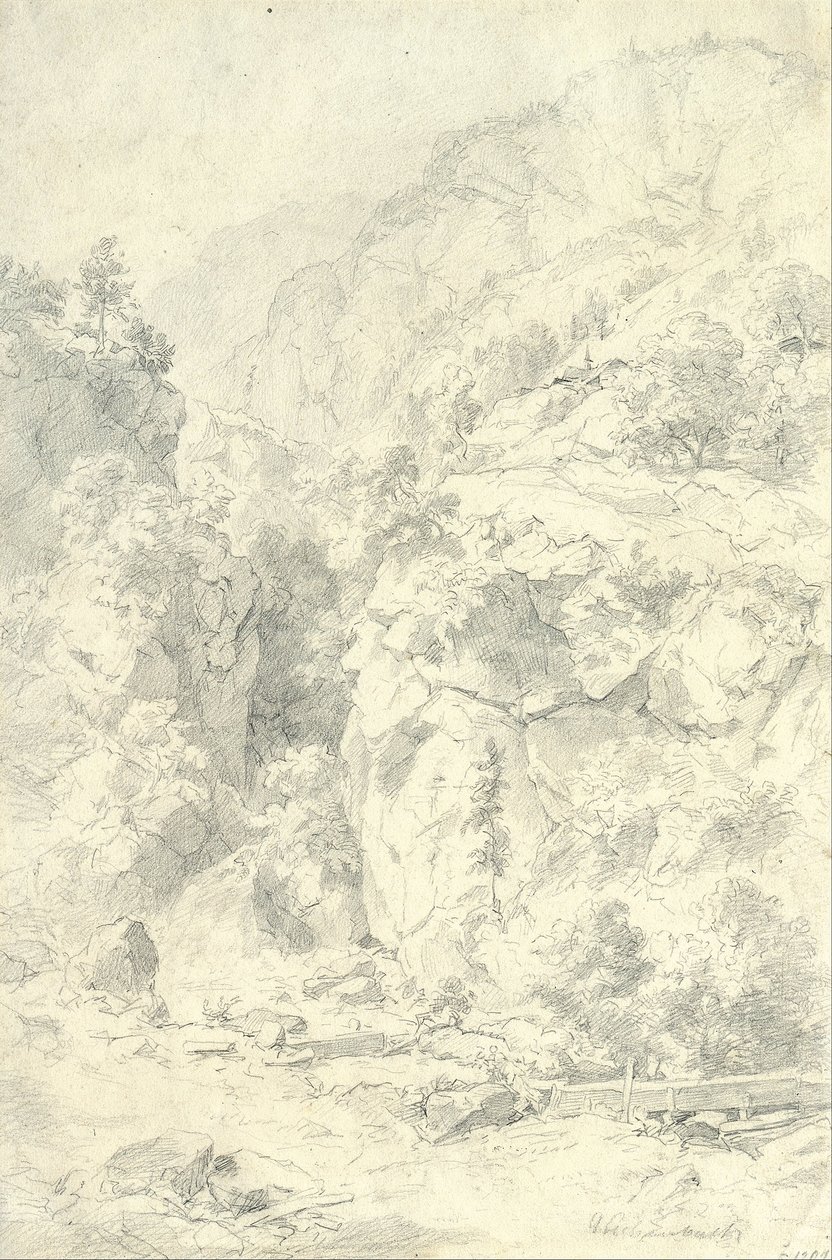 Bergigt landskap av Andreas Achenbach