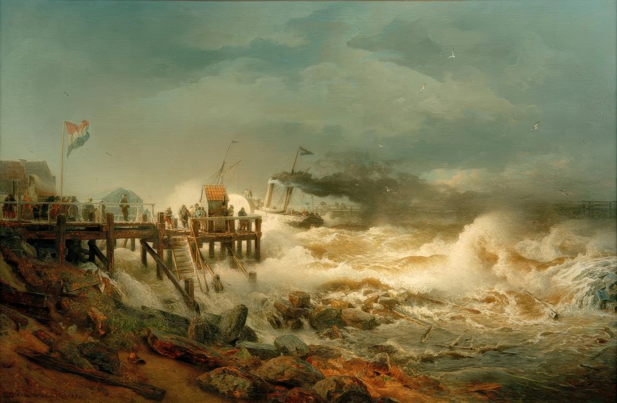 Avgång av en ångbåt av Andreas Achenbach