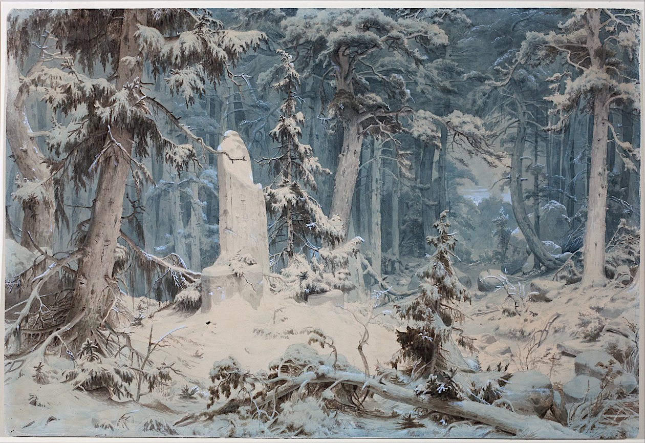 Snöig skog av Andreas Achenbach
