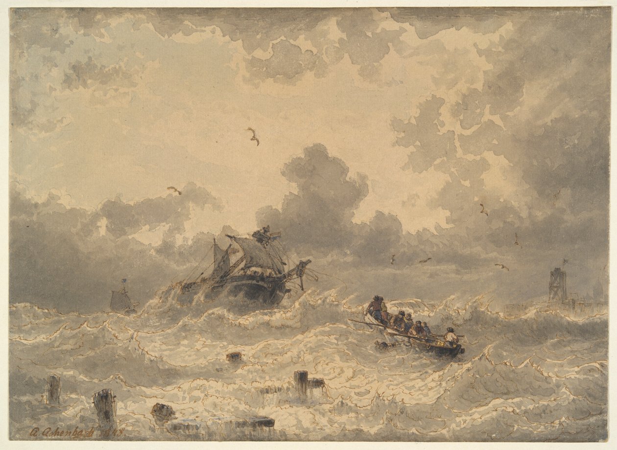 Storm på havet av Andreas Achenbach