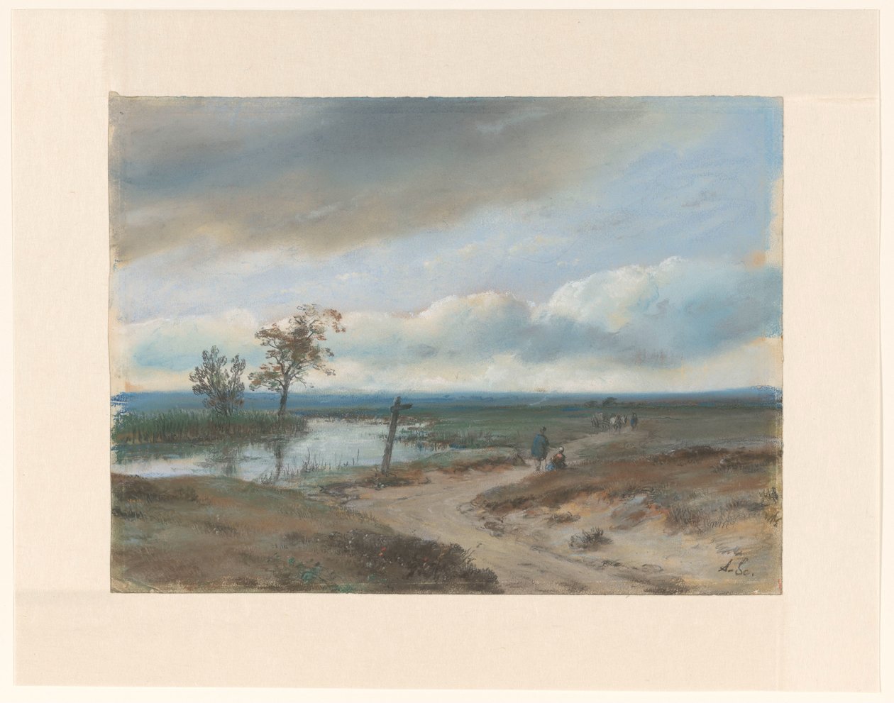 fen landskap av Andreas Schelfhout (signed by artist)