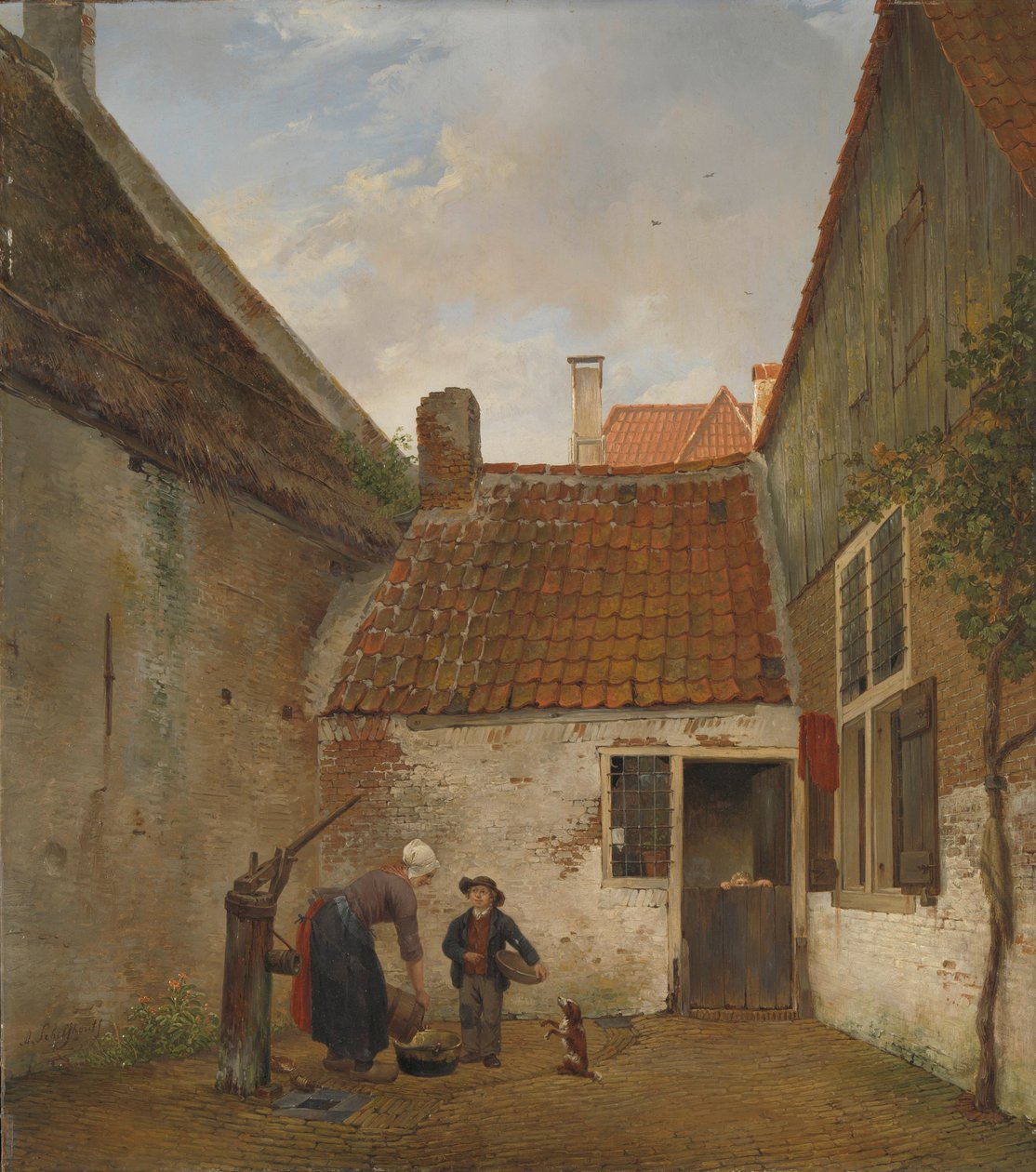 Innergård av Andreas Schelfhout