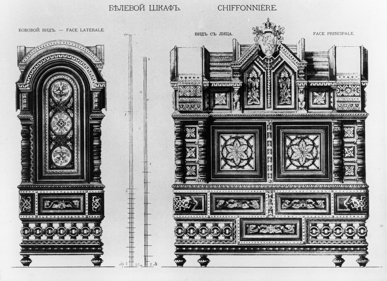 Design för ett linneskåp, ca 1870-talet av Andrej Leontevic Gun