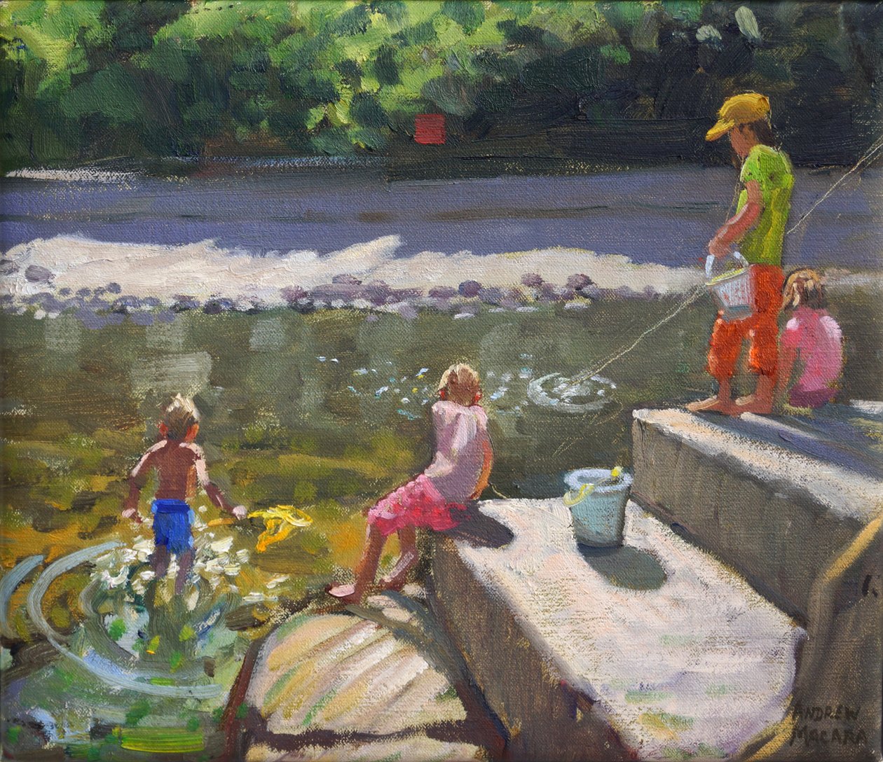 Barn som fiskar,Looe,Cornwall,2014, av Andrew Macara
