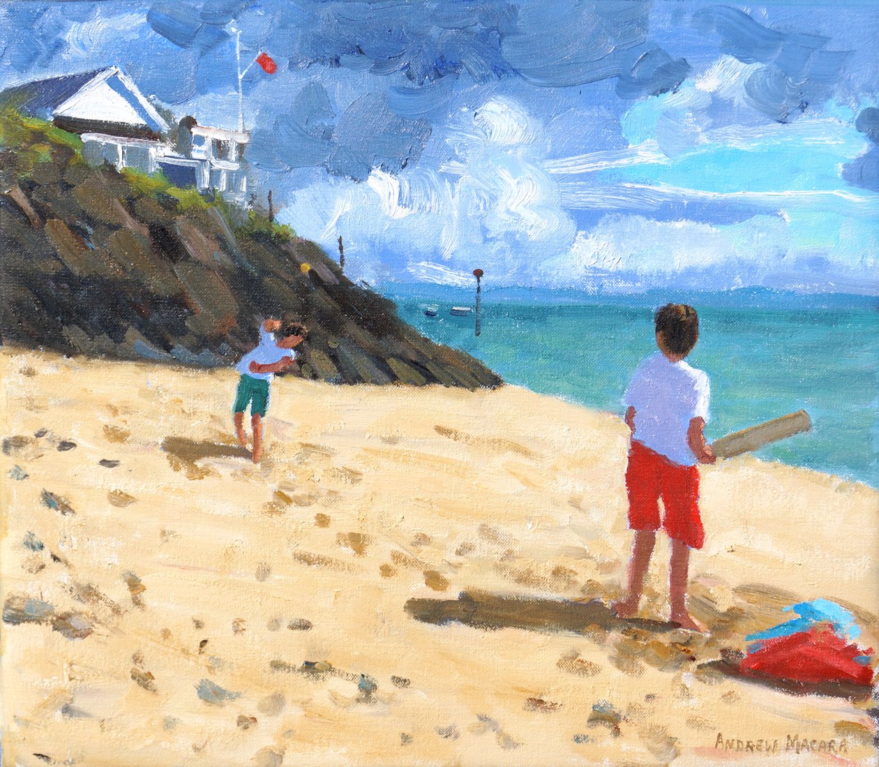 Bowling och vadd, Abersoch, 2015, av Andrew Macara