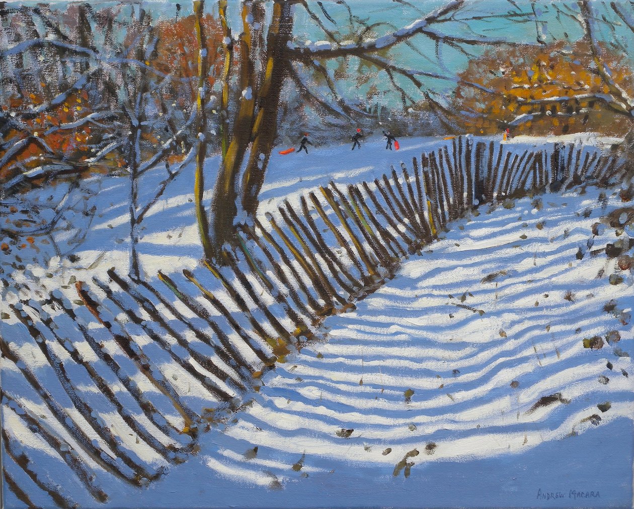 Lutande staket, 2011 (olja på duk) av Andrew Macara