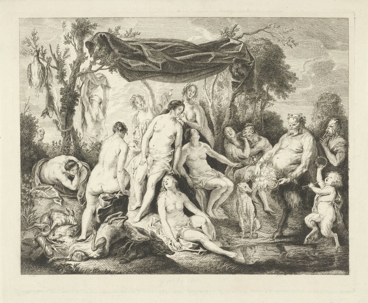 Badar Diana en Silenus av Andries Lens